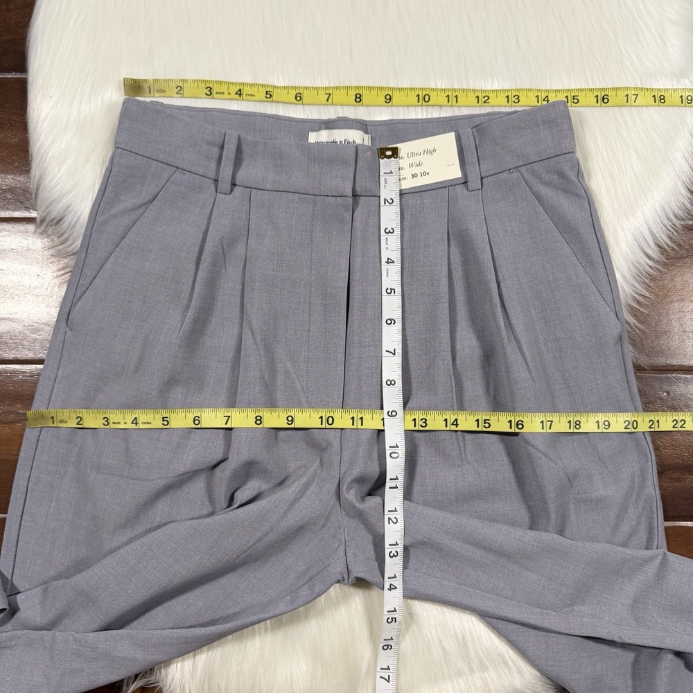 Abercrombie & Fitch Size 10 R / 30 R Gray Sloane High Tailored Wide Leg Pants - Picture 3 of 8